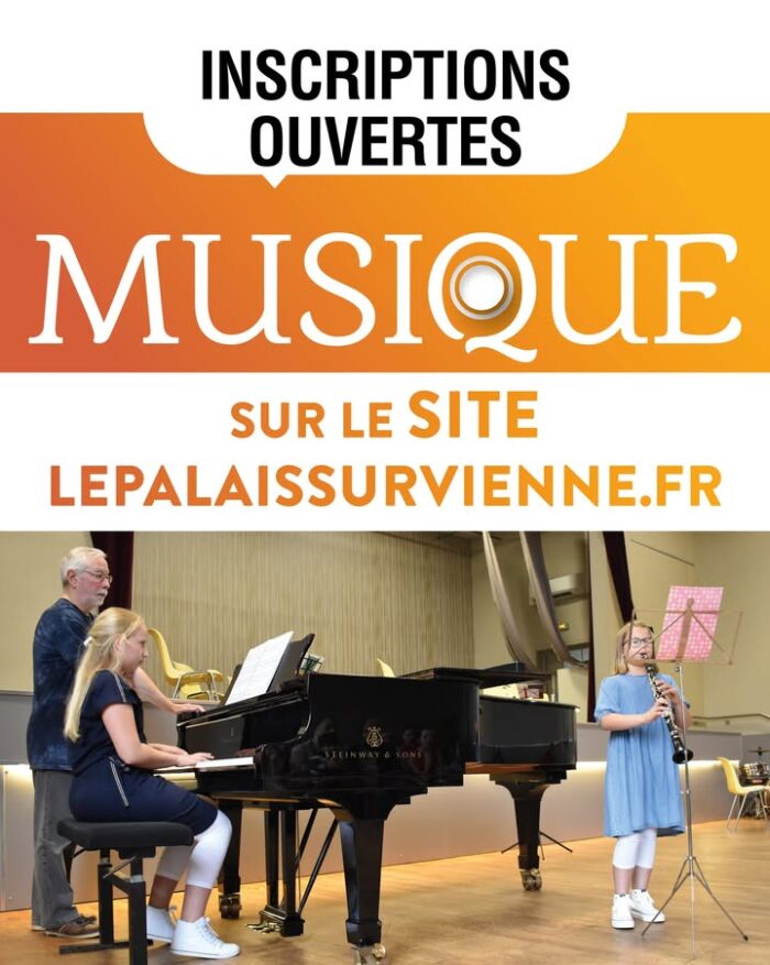 🔸[🎼Culture] 🔸
Les inscriptions sont ouvertes en ligne pour la période 2025-2026 pour les cours de danse, théâtre et de musique. 
➡ Pour la musique, un large éventail dinstruments vous est proposé et les cours sont ouverts à tous, sans limite dâge :
🥁Batterie
🎻Violon
🎶Clarinette
🎺Trompette
🪈 Flûte traversière
🎸Guitare classique
🎹 Piano 

ℹ TARIFS 
🔳 Cours pratiques avec les instruments :
Tarif palaisien : 108 € trimestriel
Tarif hors commune : 216 € trimestriel

🔳 Formation musicale (solfège) :
Tarif palaisien : 26 € trimestriel
Hors commune : 52 € trimestriel

______________________
📝 Formulaire dinscription : https://lepalaissurvienne.fr/inscription-musique-danse.../
______________________
📽 Faites-vous une idée des cours en vidéo : https://www.youtube.com/watch?v=eO38V8l-3kg